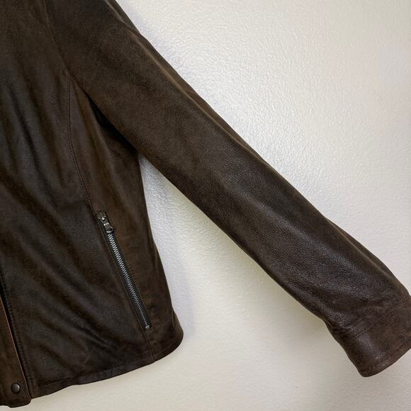Remy Lambskin Leather Jacket Womens Large Brown Full Zip Snap Handcrafted USA - Picture 7 of 15